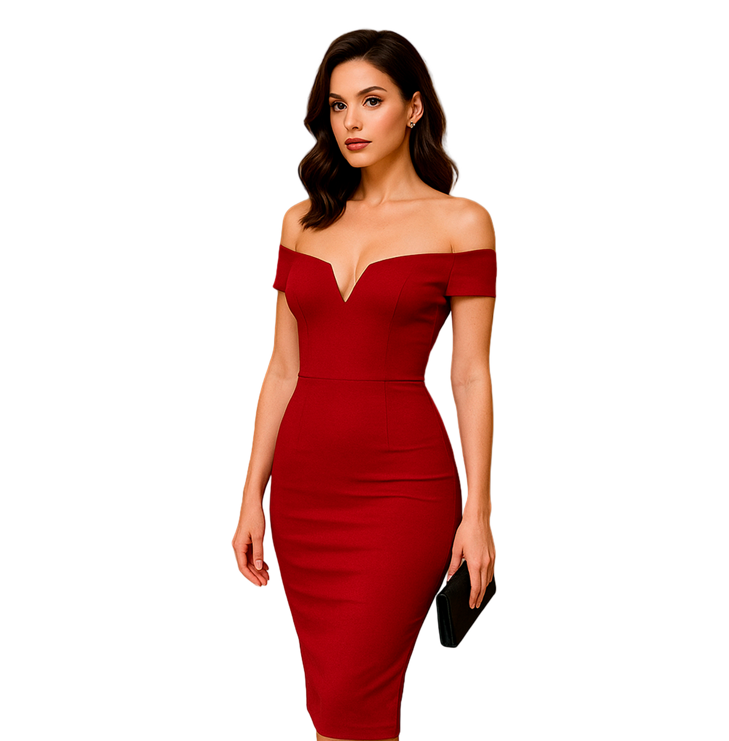 Crimson Royale Midi Dress