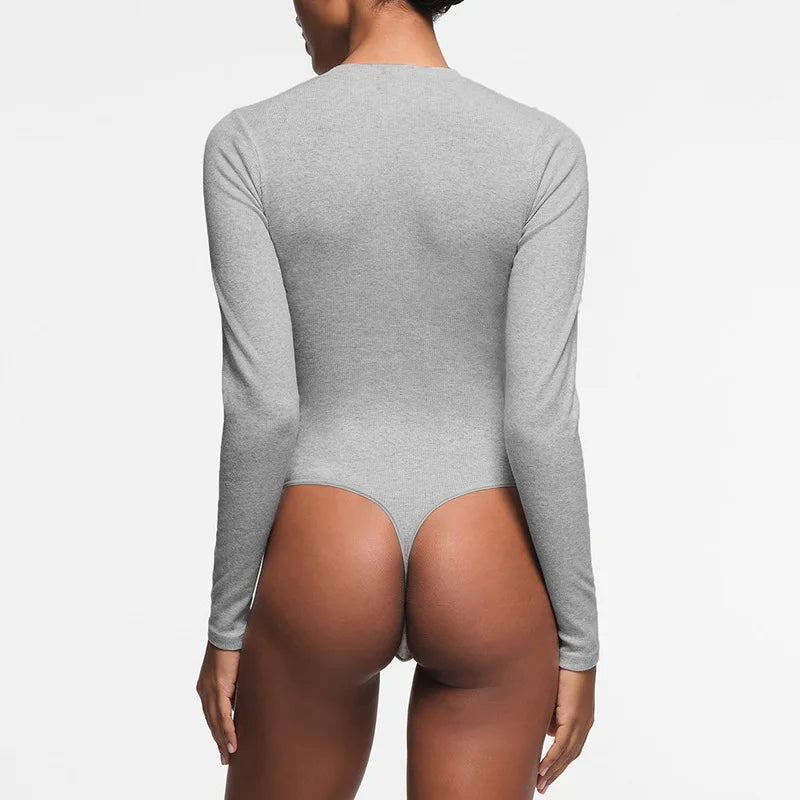Slim Fit V-Neck Knit Bodysuit