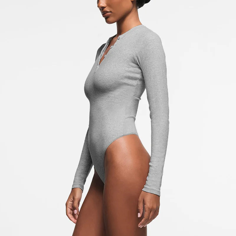Slim Fit V-Neck Knit Bodysuit