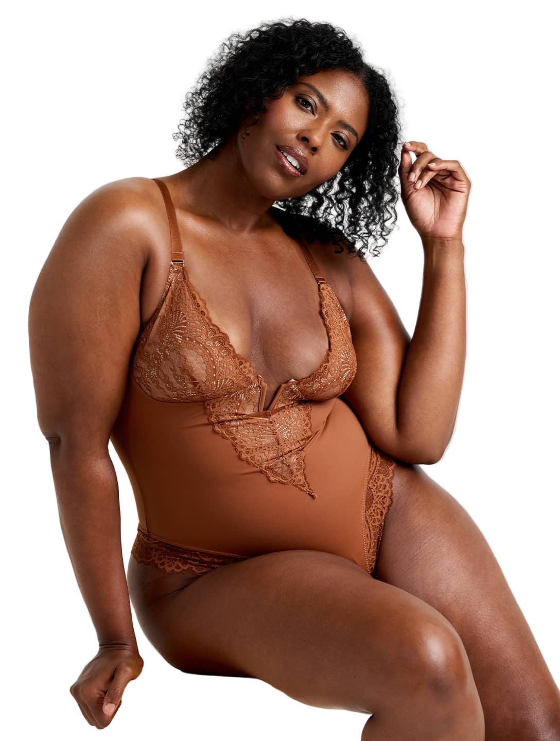 V-Neck Half Laced Bodysuit