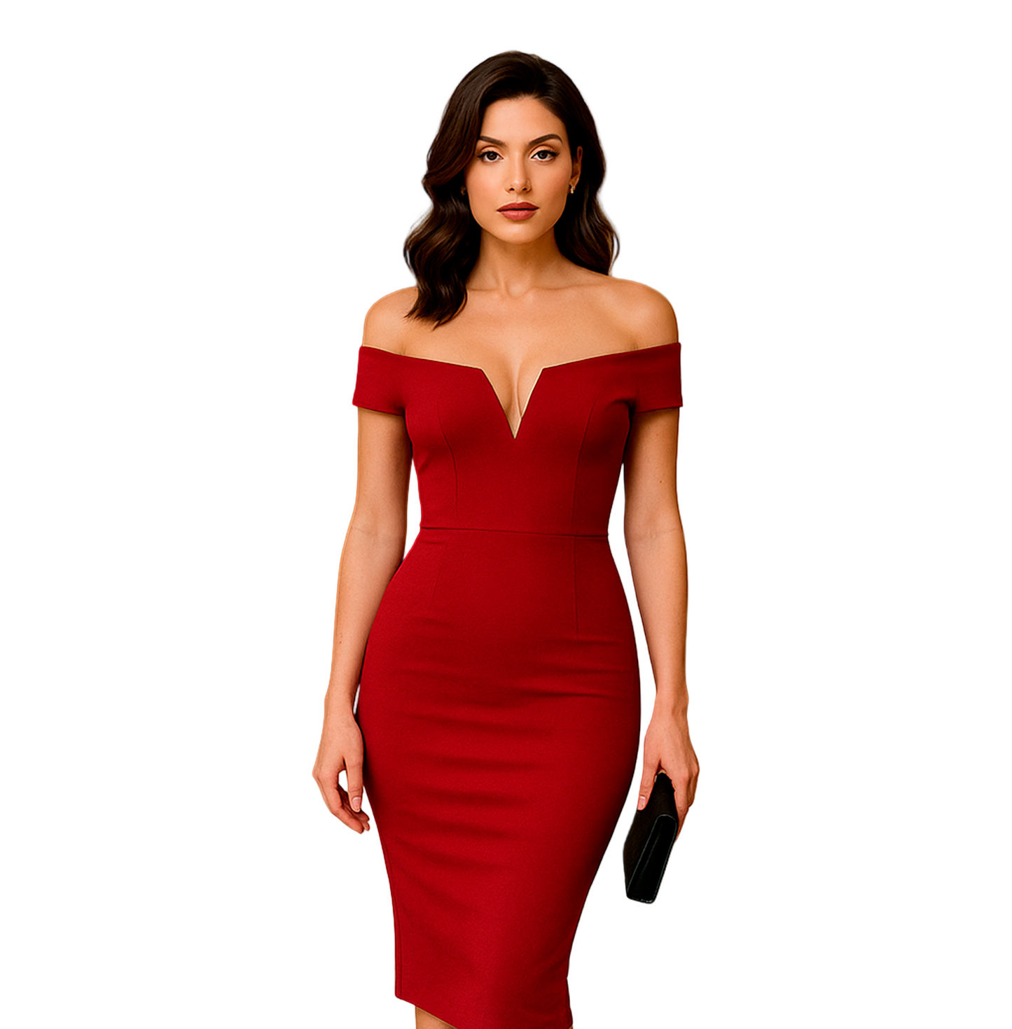 Crimson Royale Midi Dress