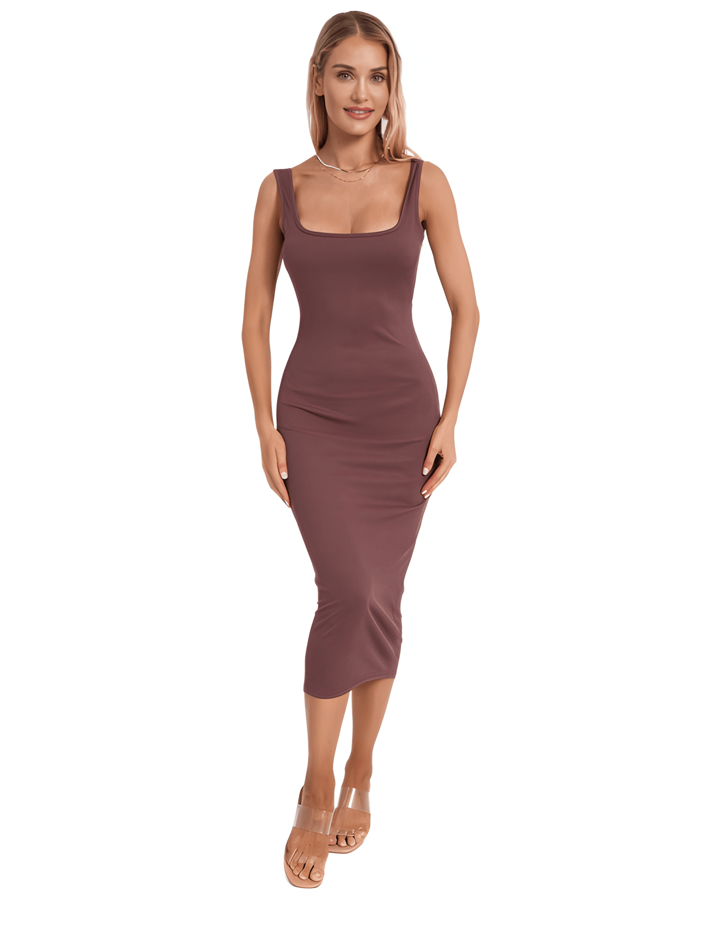 Ribbed Knit Midi Tank Dress