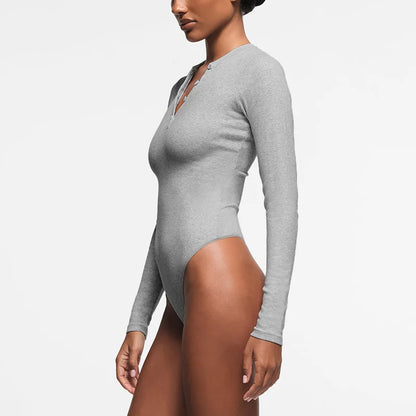 Slim Fit V-Neck Knit Bodysuit