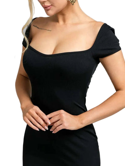 Off-Shoulder V-Neck Dress