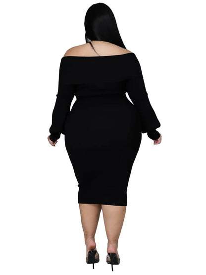 Plus Size V-Neck Midi Stretchy