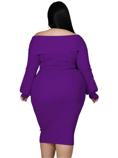 Plus Size V-Neck Midi Stretchy