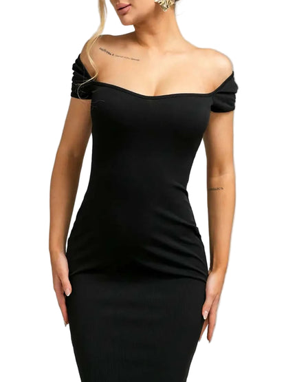 Off-Shoulder V-Neck Dress