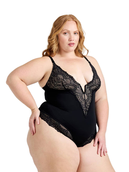 V-Neck Half Laced Bodysuit