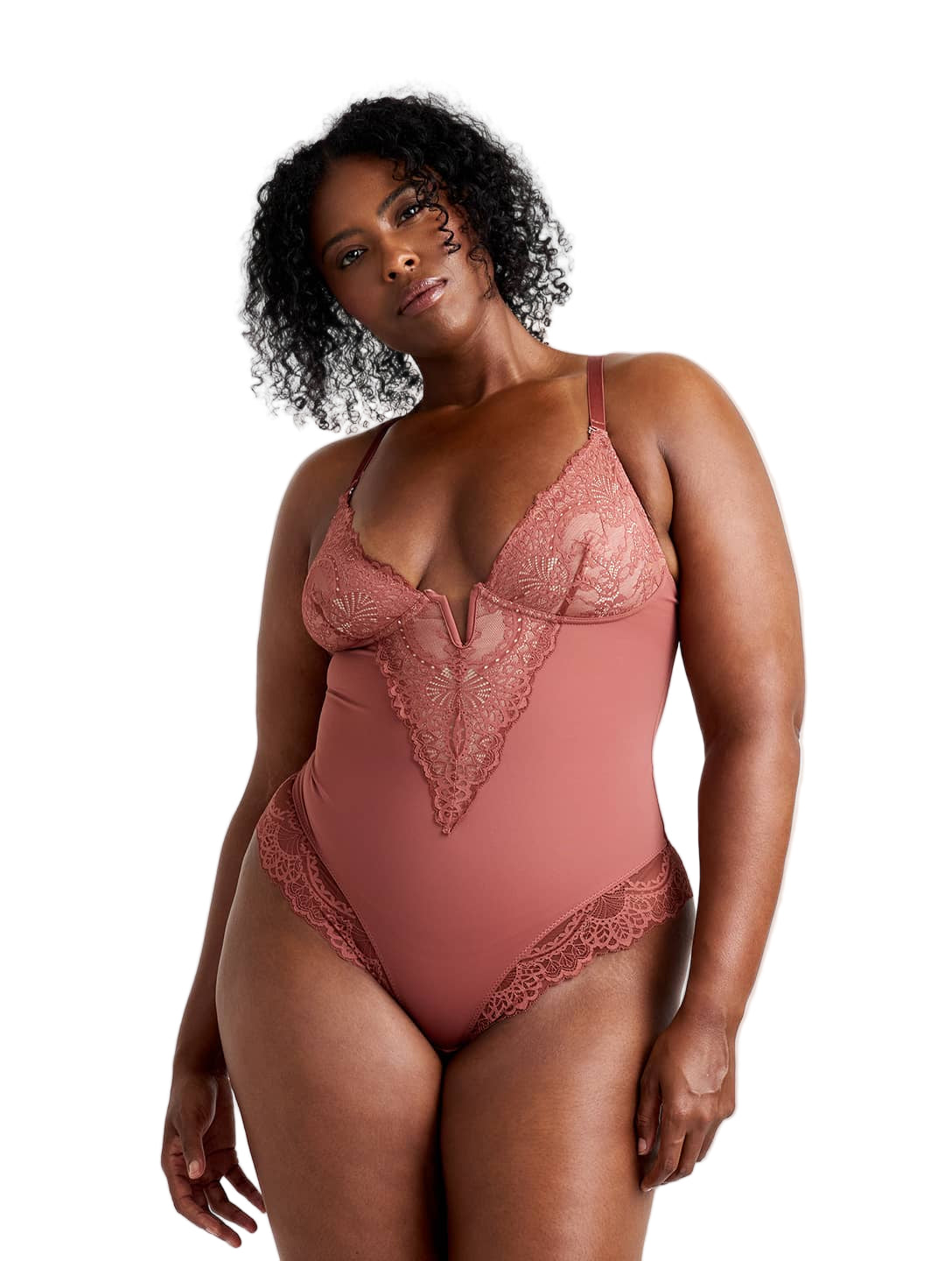 V-Neck Half Laced Bodysuit