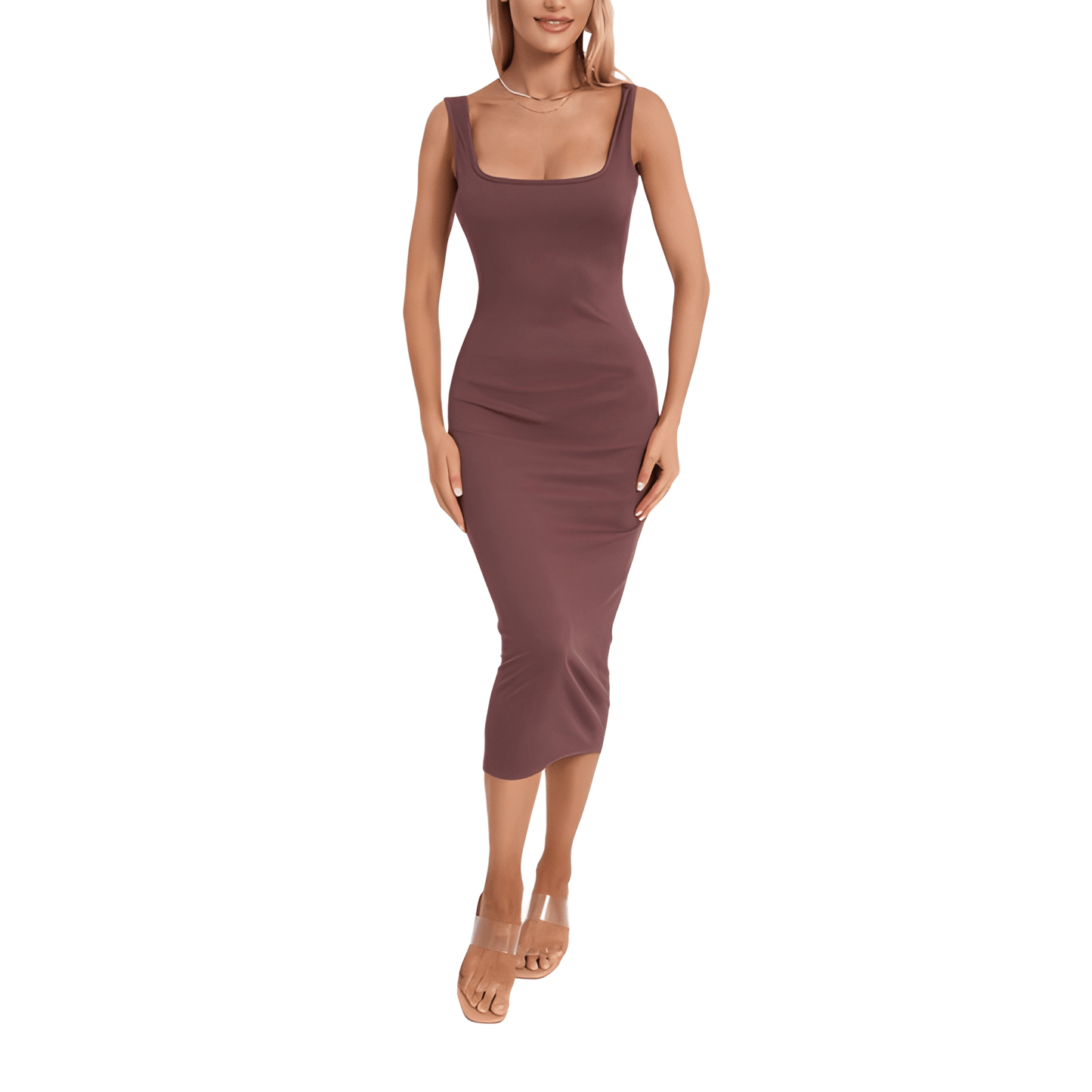 Ribbed Knit Midi Tank Dress