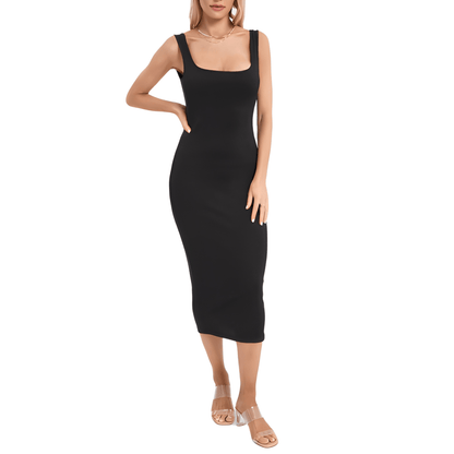 Ribbed Knit Midi Tank Dress