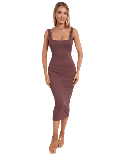 Ribbed Knit Midi Tank Dress